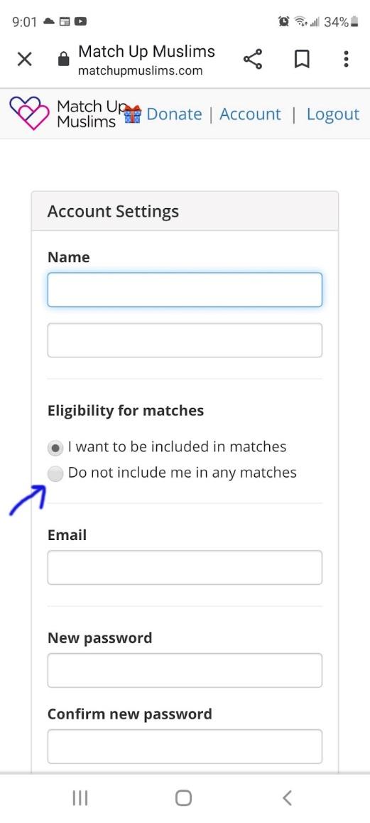 Option to make oneself ineligible for matching